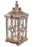 Vita Domi Pinecone Lodge Elegant 21.5 To 16.5" Dark Brown Decorative Fir Wood Glass Decorative Lanterns Set Of 2 (VTD-RZ-3938600)