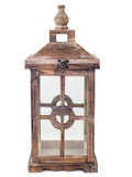Vita Domi Pinecone Lodge Elegant 21.5 To 16.5" Dark Brown Decorative Fir Wood Glass Decorative Lanterns Set Of 2 (VTD-RZ-3938600)